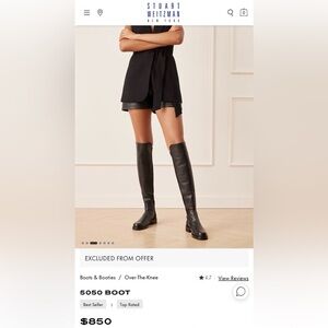 Stuart Weitzman 5050 Over-the-Knee Boots Black Leather Size 10 M